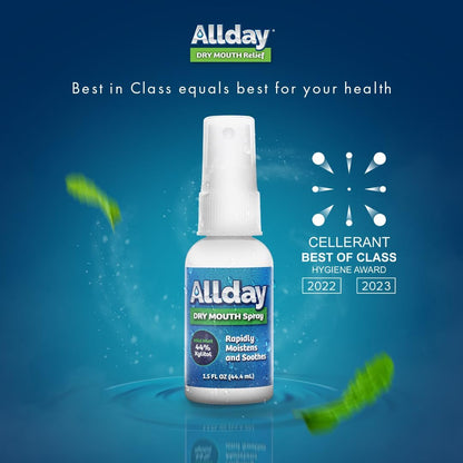 Allday Dry Mouth Spray - Maximum Strength Xylitol, Fast Acting, Long Lasting, Non-Acidic (Pack of 2)