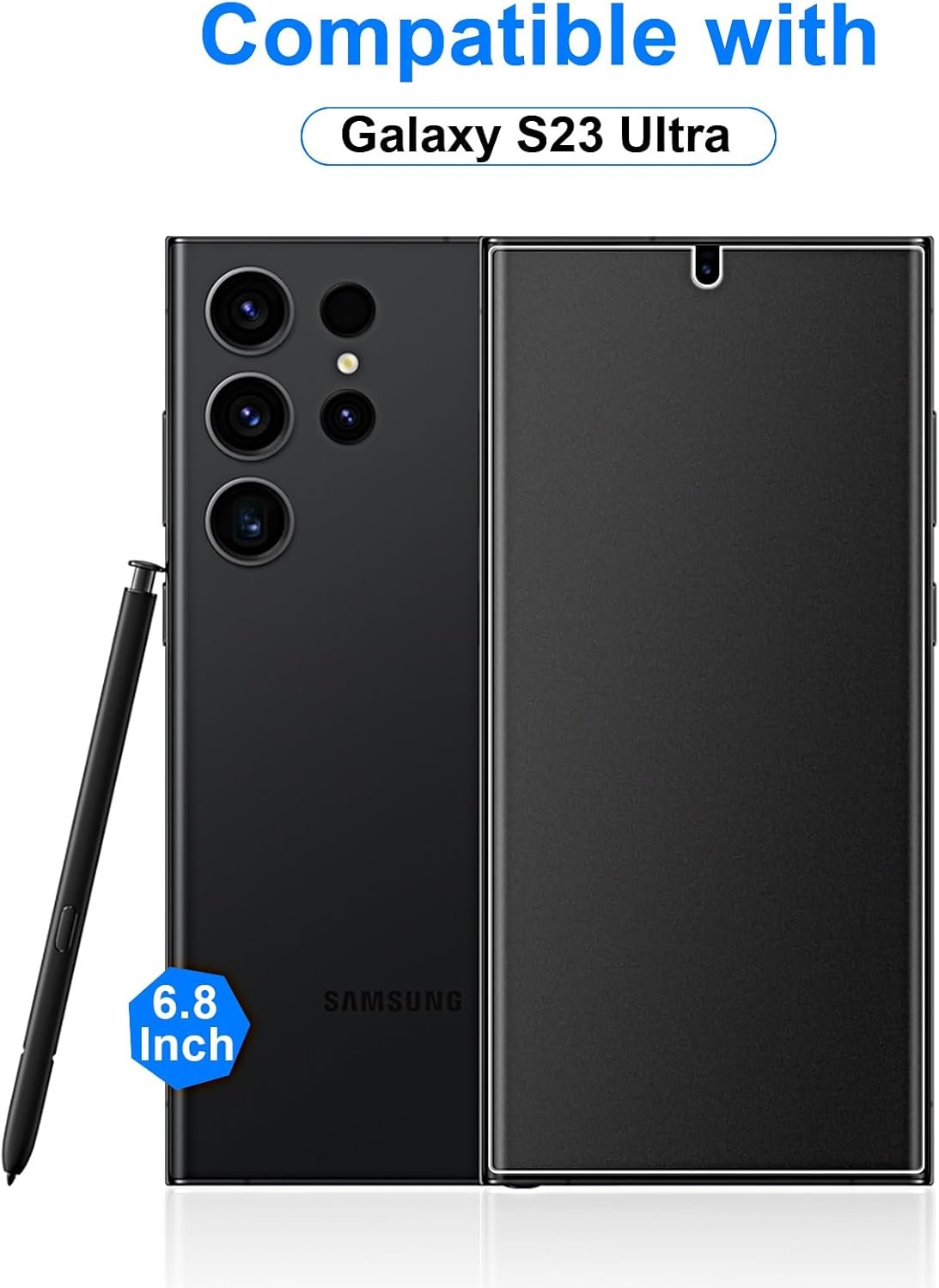 QUESPLE [2 Pack] for Samsung Galaxy S23 Ultra Anti-Glare Matte TPU Screen Protector 6.8 Inch, Smooth and Responsive Touch Screen Protector Film for Gamming, [Support Fingerprint Unlock] [Self-Healing] [Not Glass]