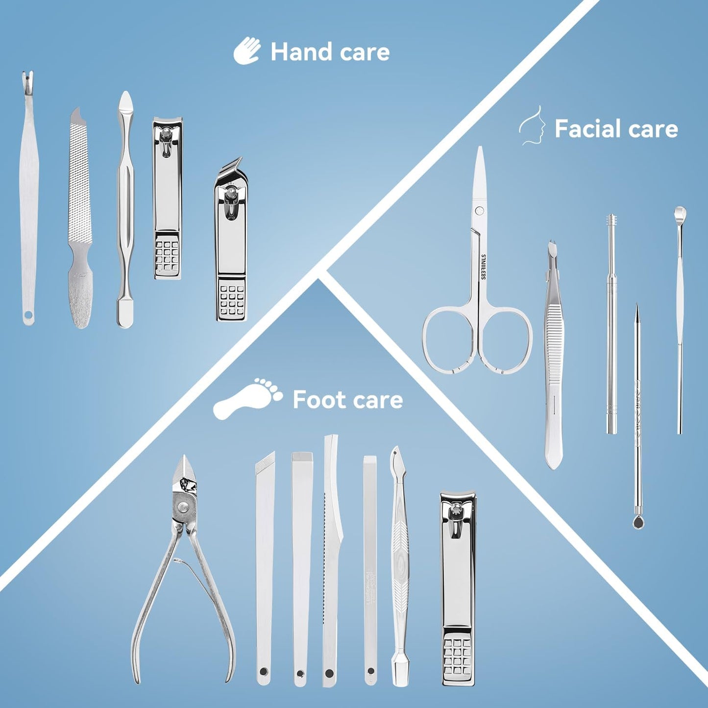 YESDEX Manicure Set Professional – 26 in 1 Nail Clippers Kit Stainless Steel, Nail Cutter Tool for Finger and Toe Nail with Luxurious Travel Leather Case, Gifts for Men Dad Him Husband Parent