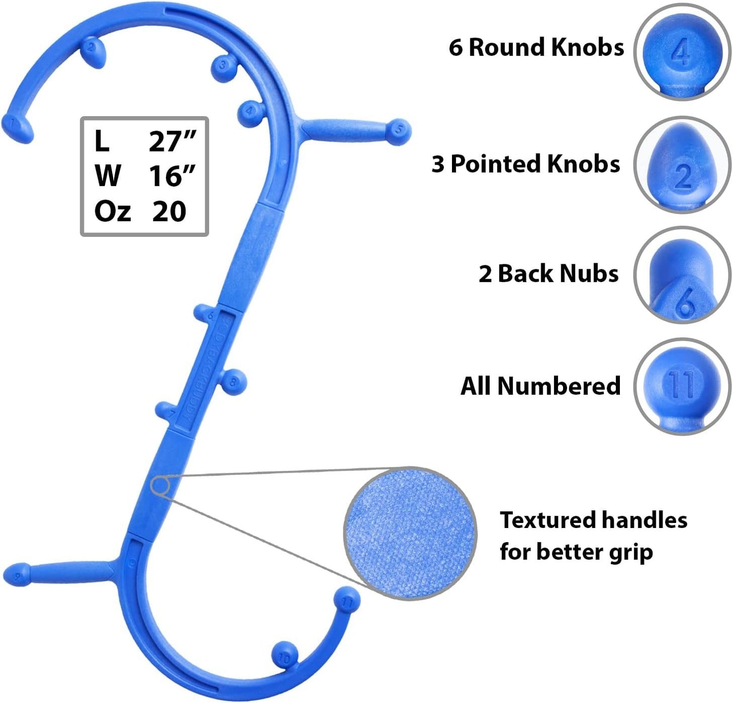Body Back Buddy Elite – USA Made – Trigger Point Massage Tool, Shoulder Neck Back Handheld Self Massager, Manual Massage Cane, Hook, Muscle Knot Remover with Instructions, Patented