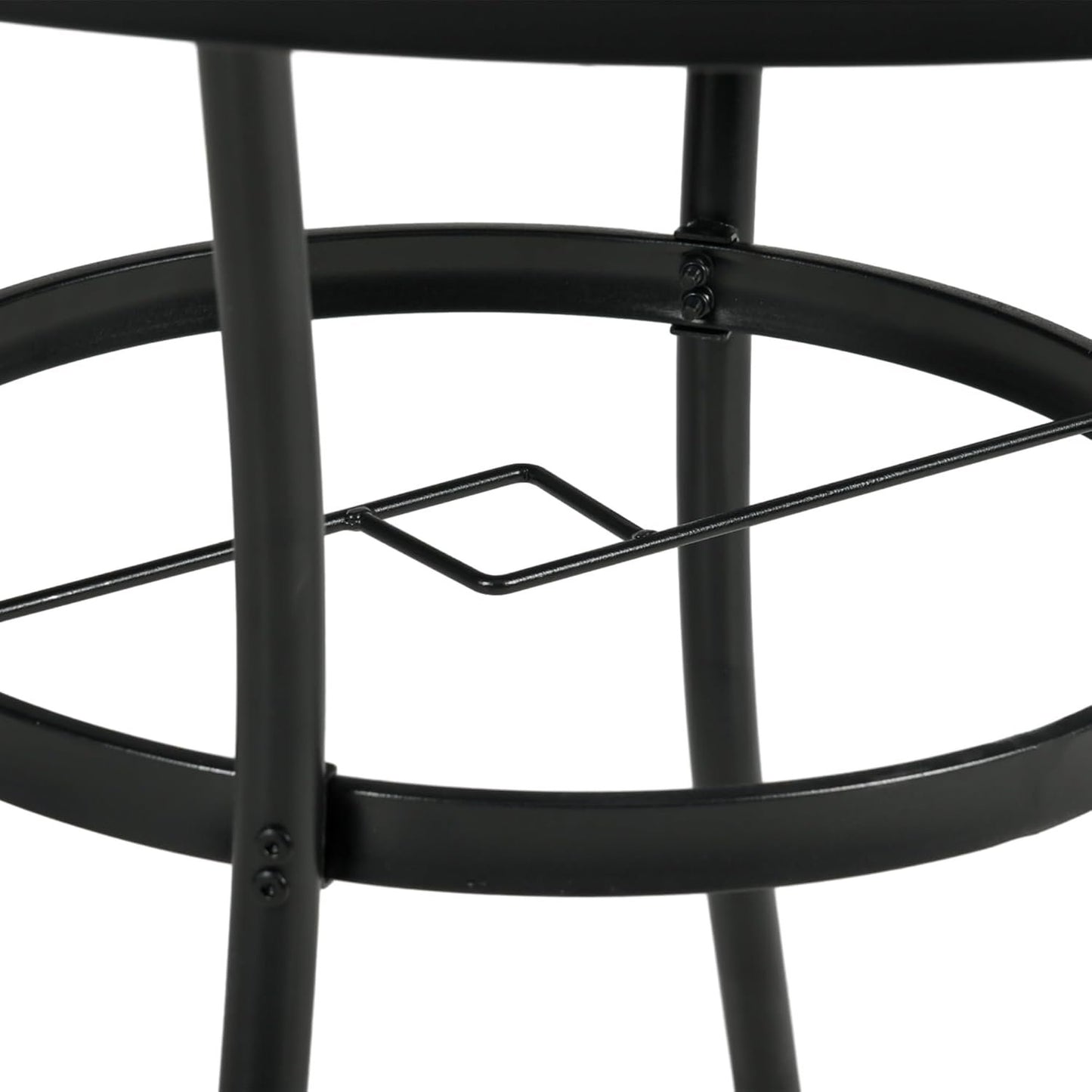 Outsunny 42" Round Outdoor Dining Table for 4 Persons, Metal Patio Dining Table with Umbrella Hole and Steel Frame for Backyard, Lawn, Balcony, Pool, Black