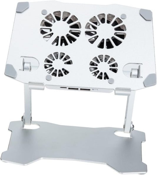 LABRIMP 4 Adjustable Laptop Cooling Stand with Silent Fans Height Angle Adjustable Laptop Holder for PC Tablet and More Dual USB Ports for Charging Sturdy Design