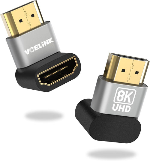 VCELINK 8K HDMI Male to Female Adapter, HDMI Right Angle Connector, HDMI 90 and 270 Degree Adapters, HDMI 2.1 Support 8K@60Hz, 4K@120Hz HDR, Dolby, eARC, 3D, for TV, Laptop, Monitor, DVR Player