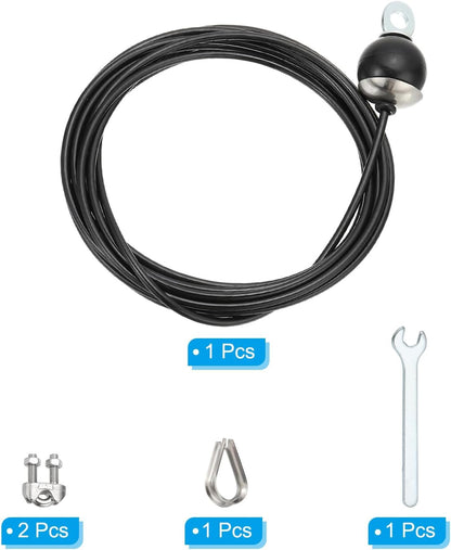 PATIKIL Pulley Cable, Adjustable Fitness Cable Pulley System Replacement Thick 4mm Heavy Gym Cable Pulley Attachment for Home Cable, Black (E-5m)