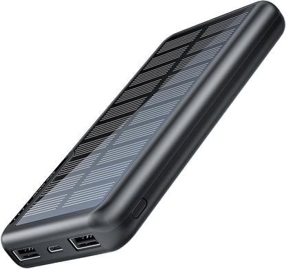 Battery Bank, 10000mAh Laptop Solar Charger, Slim Charging Bank for Camping Travel Beach Car Outdoor Fishing Festival Hiking Flight
