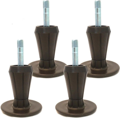 Steel Stem Plastic Bed Frame Glide | Sturdy Bed Frame Legs | Set of 4 | Protect Your Floor by Changing Your Bed Wheels with These Bed Frame Feet | Dark Brown | Set of 4