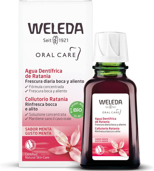 Weleda Ratania Mouthwash - Powerful Natural Concentrated Mouthwash for Fresh Breath and Healthy Gums with Myrrh and Ratania Root Extracts (1X 50ml)