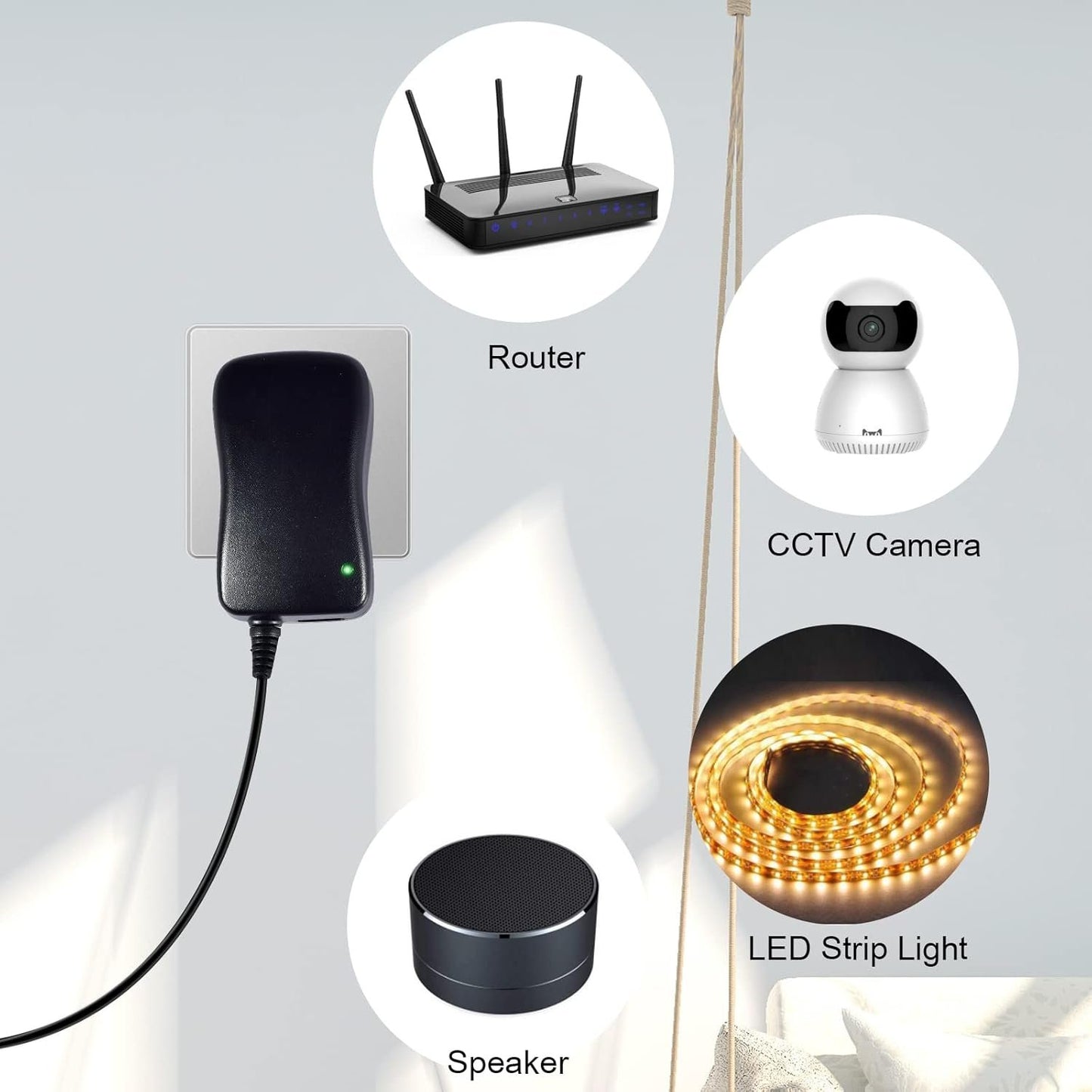 30W Universal Power Adapter, 3V 4.5V 5V 6V 7.5V 9V 12V Universal AC/DC Adapter, Adjustable 12V DC Power Supply for Household Electronics