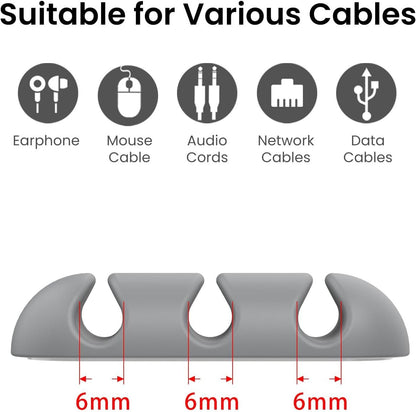 Delidigi 6 Pack Cable Organizer Cord Clips Desk Cable Holder Strong Adhesive Wire Holder for Organizing USB Cord Wire Home Office and Car