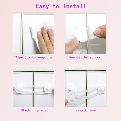 8PCS Child Safety Locks for Cabinets, Transparent Cupboard Door Locks - Easy Install, No Tools Needed - 2 Sizes