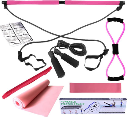 Gupcaqosjw Pilates Equipment Set - Pilates Bar Yoga Bands Resistance Band | 8X Home Gym Accessories Yoga Set, Workout Equipment for Stretching Legs, Hip, Waist & Arm