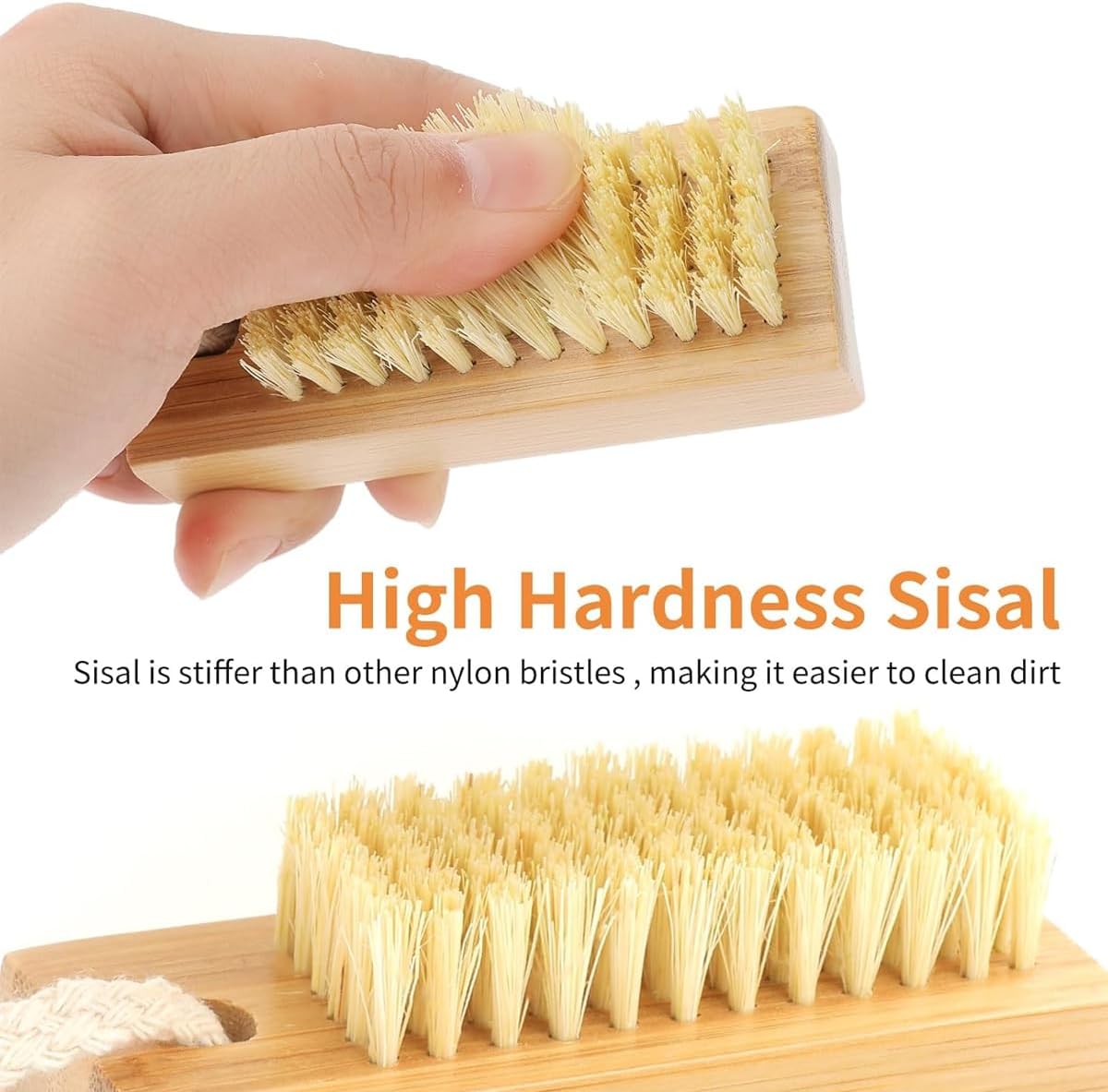 AIMALL 2pcs Bamboo Sisal Nail Brush Beech Wood Bristle Cleaning Brush, Eco-Friendly Nail Tools for Hand and Nail Care, Natural Bamboo Nail Brushes