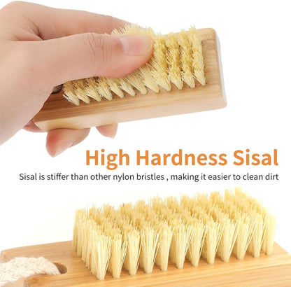 AIMALL 2pcs Bamboo Sisal Nail Brush Beech Wood Bristle Cleaning Brush, Eco-Friendly Nail Tools for Hand and Nail Care, Natural Bamboo Nail Brushes