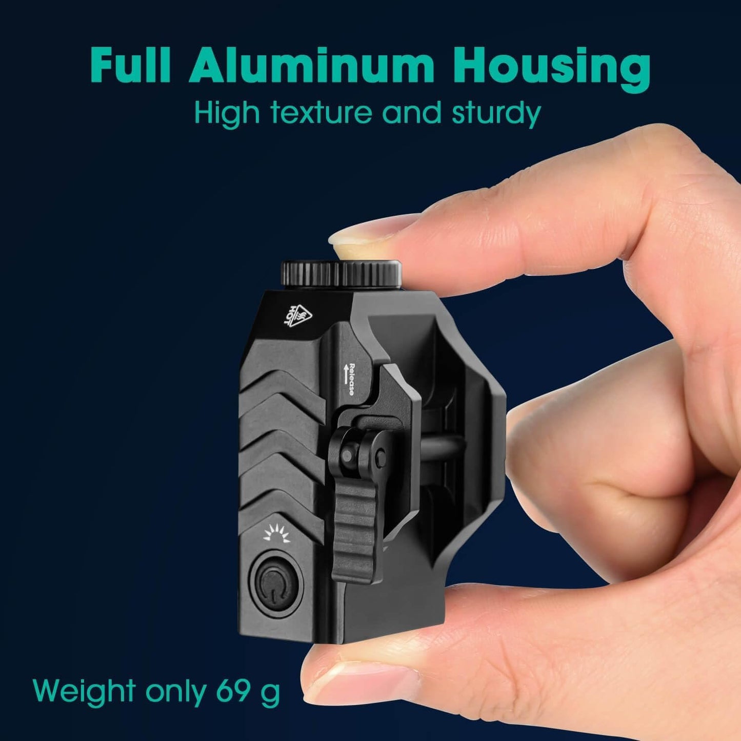 AULITE Tactical Flashlight Low Profile Quick Release,Compact Size,USB C Rechargeable for Pistol,Airsoft Light,Picatinny Mount