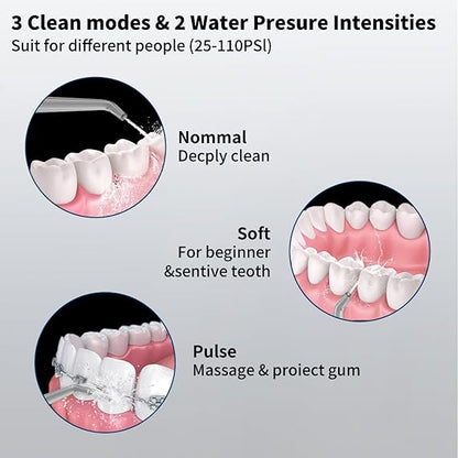 2-1 Oral Clean Kit- Water Dental flosser & Electric Toothbrush Combo- Brushing & Flossing- for Teeth Cleaning and Gum Health (Black)