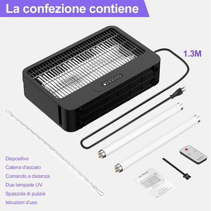 Mosquito Killer Lamp, Double Side 4000 V Electric Mosquito Net, 20 W UV Mosquito Lamp with Remote Control, 2 Reserve Bulbs, Effective Area 100 m², Suitable for Kitchen, Bedroom, Office (Black)