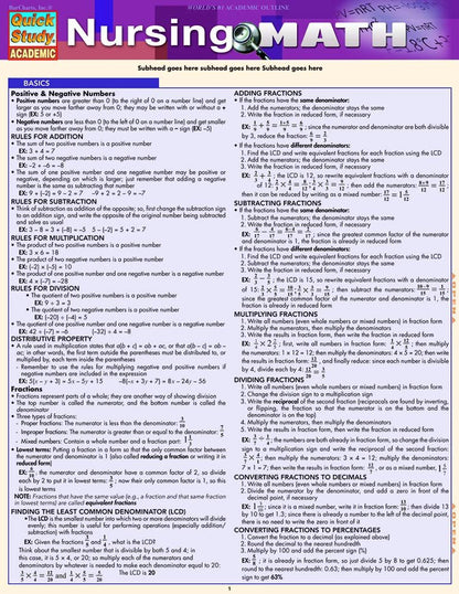 Nursing Math: QuickStudy Laminated Reference Guide