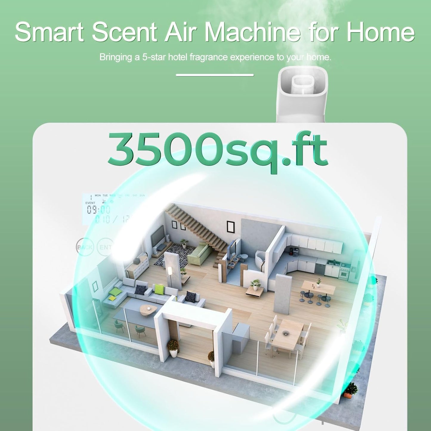 Aromadd 3500 sq.ft Waterless Essential Oil Diffuser, 500 ml Smart Scent Air Machine for Home, Hotel, Office—Cold Air Technology Hotel Diffuser for Large Room, APP and Button Control