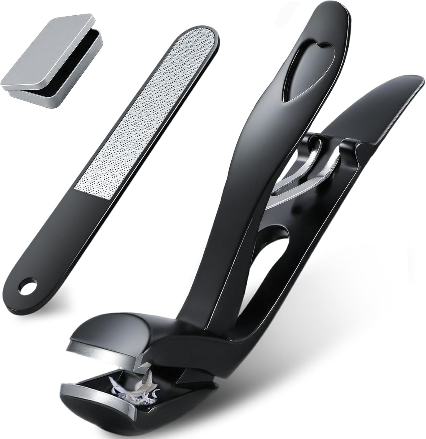 YESDEX Toe Nail Clippers - Wide Jaw Nail Clippers for Thick Nails, Professional Nail Cutter Care Kit for Seniors, Angled Head Toenail Clipper Set with Catcher for Men and Women, Travel Box for Gifts