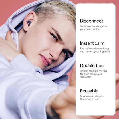 Loop Quiet 2 Plus Ear Plugs with Double Tips – Ultra-Comfy Reusable Earplugs For Sleep, Focus, Travel, Noise Sensitivity | Flexible Protection | 24 dB (SNR) Noise Reduction + 3 dB with Double Tips