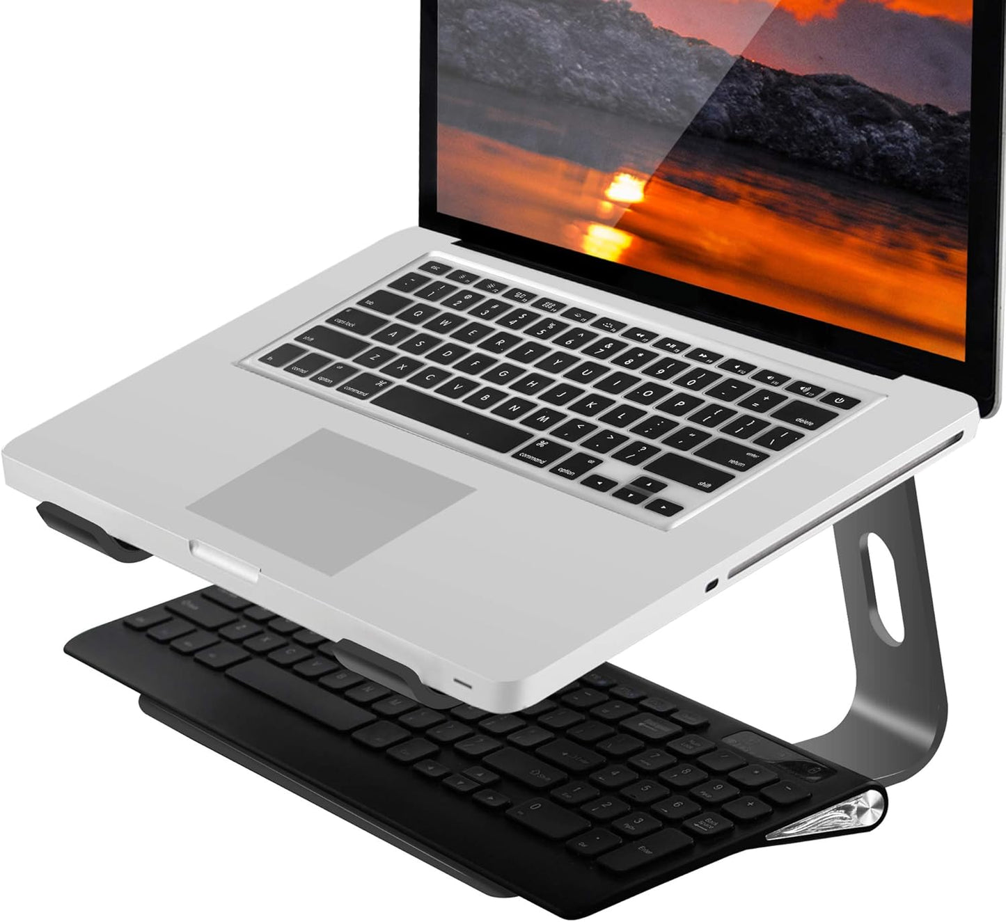 Aluminum Laptop Stand Compatible with Mac MacBook Pro/Air Apple 12" 13" Notebook, Metal Laptop Desk Stand Portable Desktop Computer Holder Stable Riser Ergonomic Elevator for 10 to 15.6