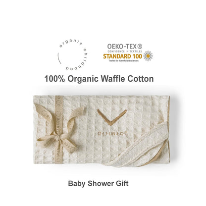 Organic Nursing Pillow with Cover • Premium Quality 100% Cotton Oeko-Tex Standard • Moon Pillow for Breastfeeding and Bottle Feeding • Soft and Breathable • (Ivory waffle)