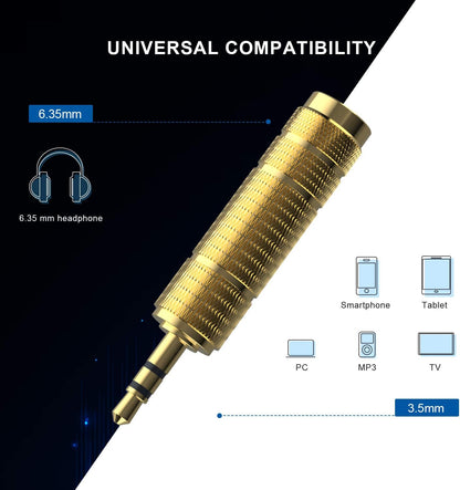DIGITNOW! 3.5mm Male to 6.35mm Female and 6.35mm Male to 3.5mm Female Stereo Jack Adapter Gold-Plated Connectors Compatible with Guitar Electronic Keyboards Headphones, 4 Pack