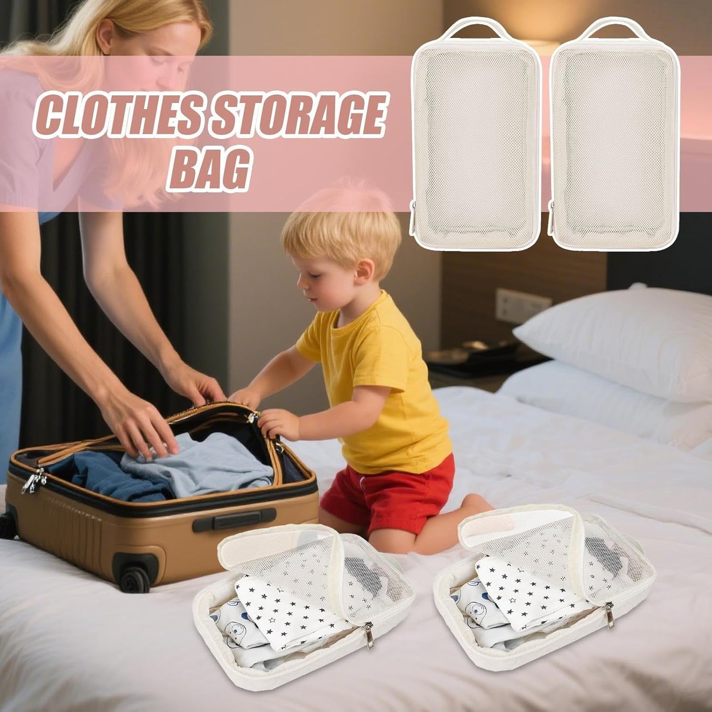 Diaper Bag Organization, Nursery Toiletry Storage Travel Packing, Waterproof Lightweight Cloth Organizer with Multiple Uses, Ideal for Adults, Family, Friends 9.84x5.91x1.57 Inch