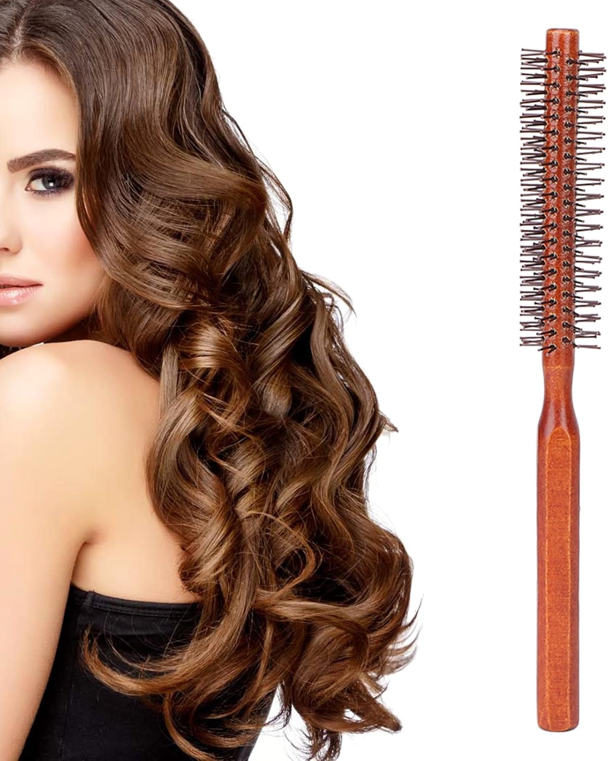 Round Hair Brush, Curling Roll Hairbrush Styling Blowout Brush Fluffy Wooden Roller Comb Styling Care Tool for Women Men Barbers Hairing Dressers Barbers Beauty Cosmetology