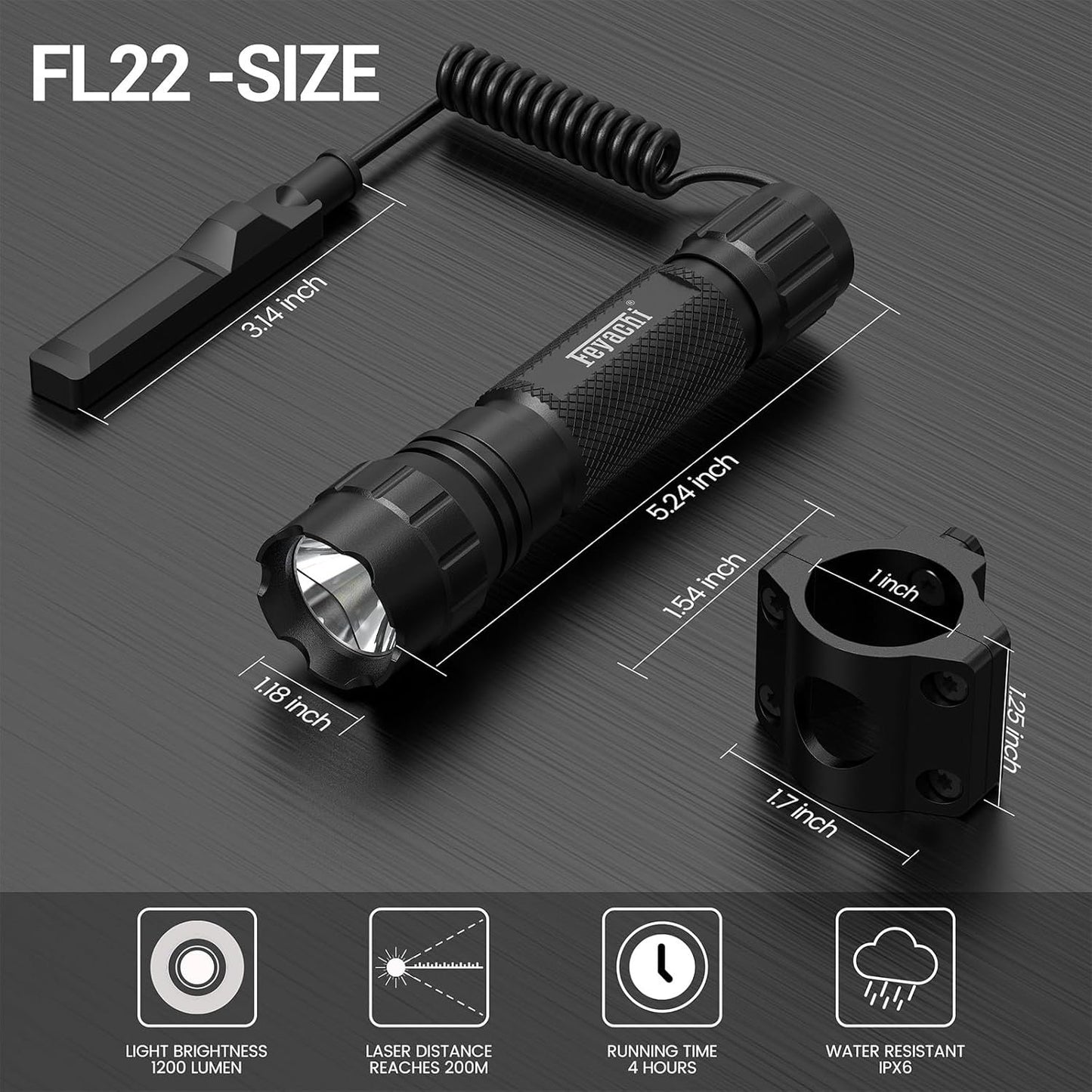 Feyachi FL22-MB Tactical Flashlight 1200 Lumen LED Weapon Light with Low Profile Mlok Flashlight Mount,and Pressure Switch Included