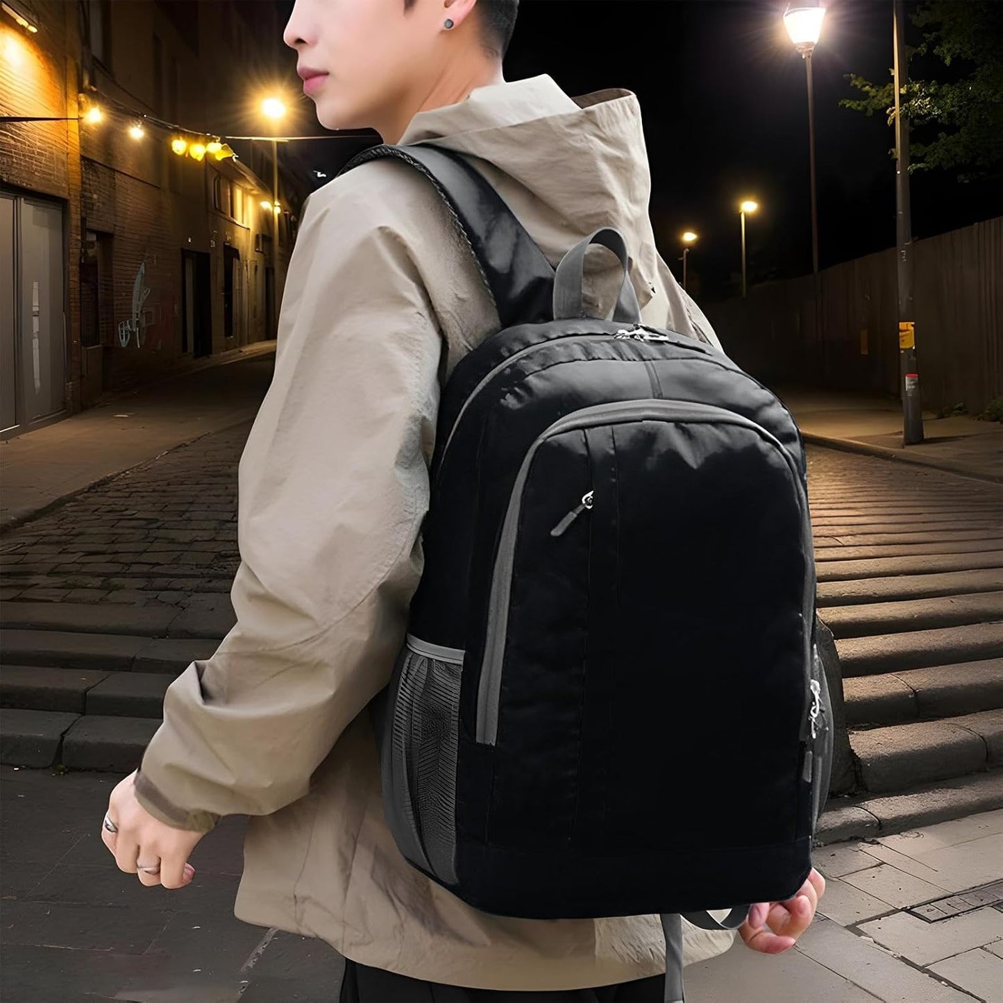 Pzuryhg Daypack Hiking Backpack, Hiking Bag Foldable Backpack, Large, Polyester, 30L Waterproof Lightweight Bags, Outdoor Gear for Men, Women, Camping, Cycling, Sports, 30 x 15 x 46 cm