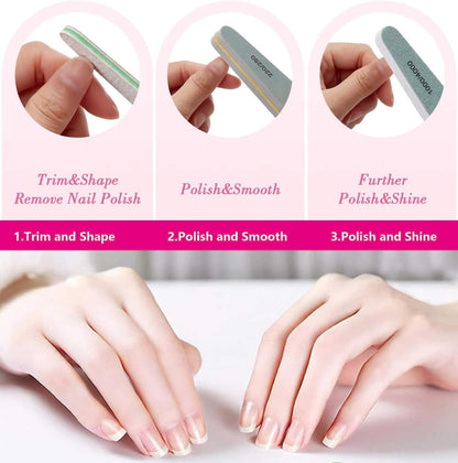 Nail File,11 Pack Professional Nail Files and Nail Buffers Kit, H HOME-MART Washable Double Sided Nail Care Nail Buffer Emery Board and 5pcs Buffers, Nail Tools Block 150, 180, 240, 100/180, 220/280, 1000/4000 Double Sided Buffer