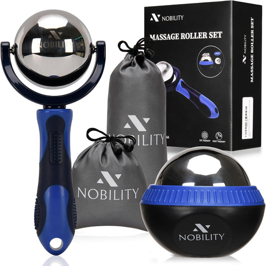 Nobility Massage Ball Roller– Ice Cold and Hot for Deep Tissue and Sore Muscle Relief of Stiffness and Stress, Body, Neck, Back, Foot, Plantar Fasciitis (Blue)