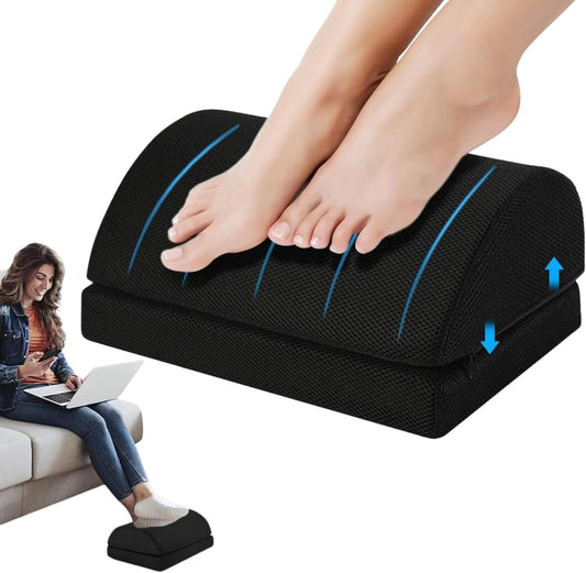Kutabs Ergonomic Foot Rest Under Desk for Office desk accessories â€“ Adjustable Height Memory Foam Foot Stool Under Desk for home Office Chair & Gaming Chair â€“ for Back & Hip Pain Relief