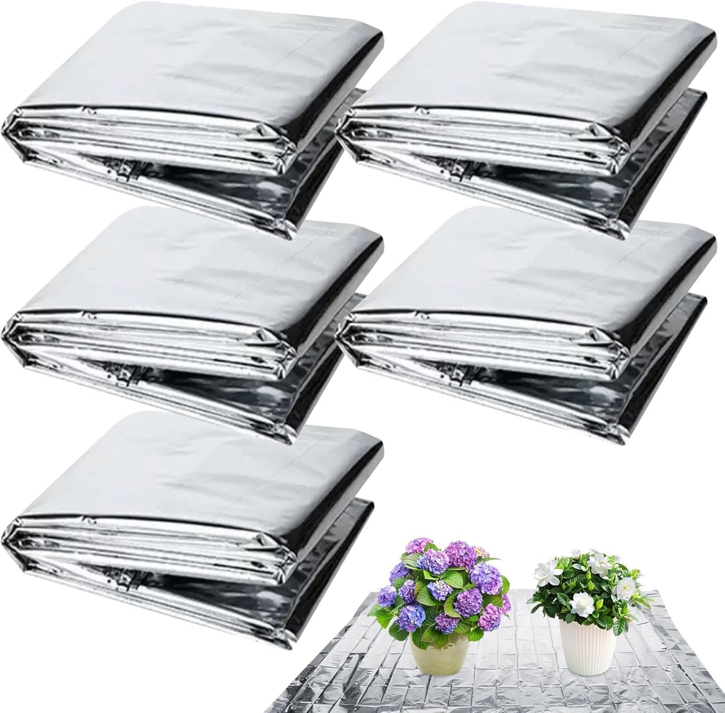 3Pcs Green House Plastic Covering 5x7ft Reflective Greenhouse Plastic Sheeting Tear-Resistant Emergency Blanket for Plants Grow Room Camping Simple Tent