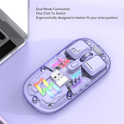 Transparent Mouse, 3000FPS Magnetic Mouse Silent Mouse with 3 Adjustable DPI, RGB Portable Mouse for Laptop PC Gaming (Purple)