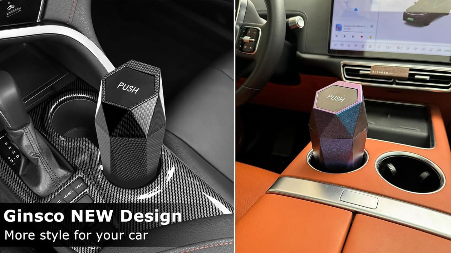 Ginsco Car Trash Can with Lid, 2 Pack Mini Car Cup Holder Trash Can, Car Garbage Can Car Accessories for Interior, Leakproof Small Car Trash Can, Trash Bin for Car, Home, Bedroom Office (Black)
