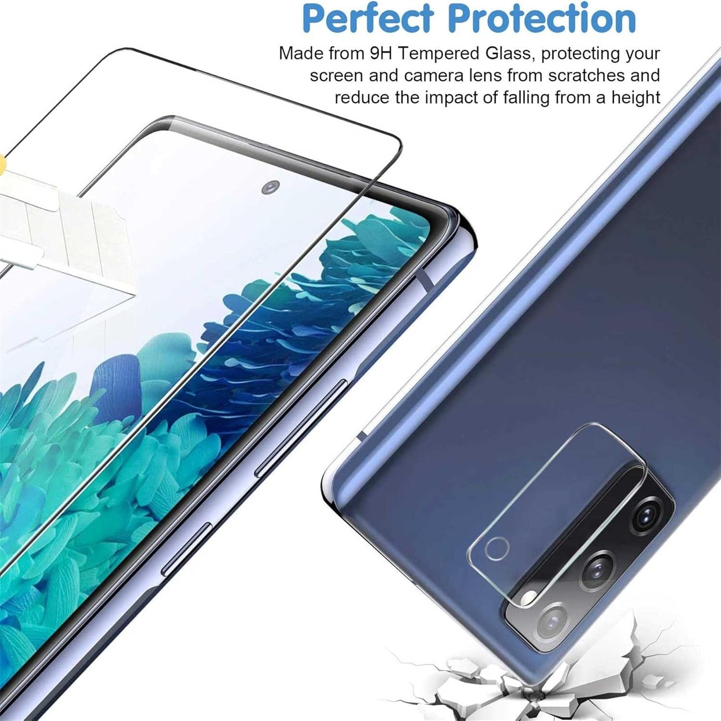 Galaxy S20 FE Screen Protector and Camera Protector, [3 Screen Protectors+3 Camera Protectors][Support Fingerprint] Tempered Glass Screen Protector for Samsung Galaxy S20 FE 5g/4g