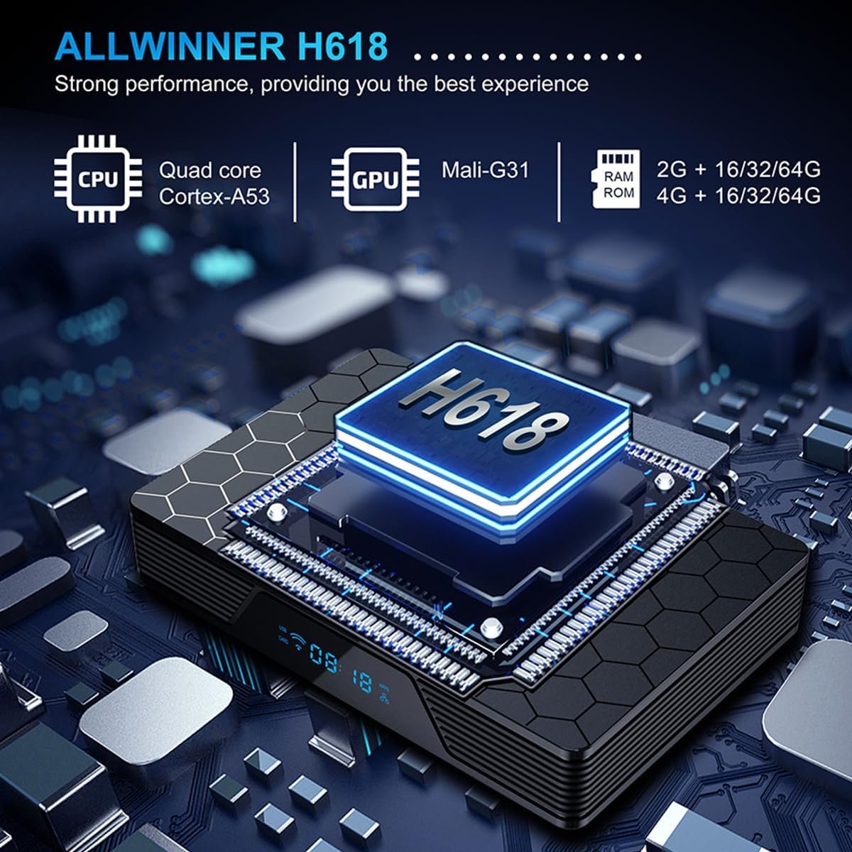 Android 12.0 TV Box 2025, LEFFOT X98H Pro 4K Ultra HD Android Box, 4GB RAM + 32GB ROM, Smart TV Box with HDR10+, 2.4G & 5G WiFi 6, 1000M Ethernet, BT 5.0, Allwinner H618 Quad core ARM Cortex A53