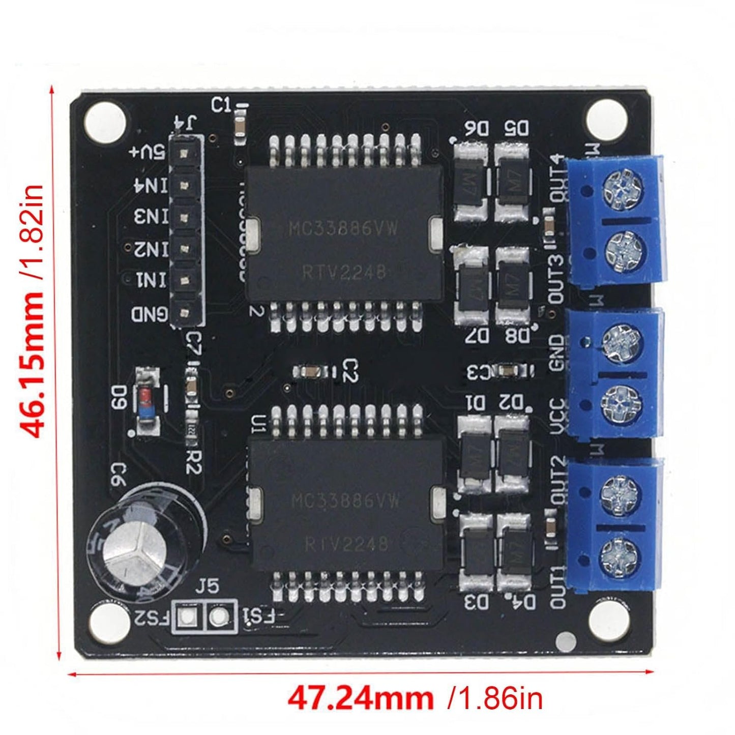 MC33886 Motor Driver Module 5A Stepper Motor Module 4 Way Outputs Motor Driver for Industrial Automation Home Robotics
