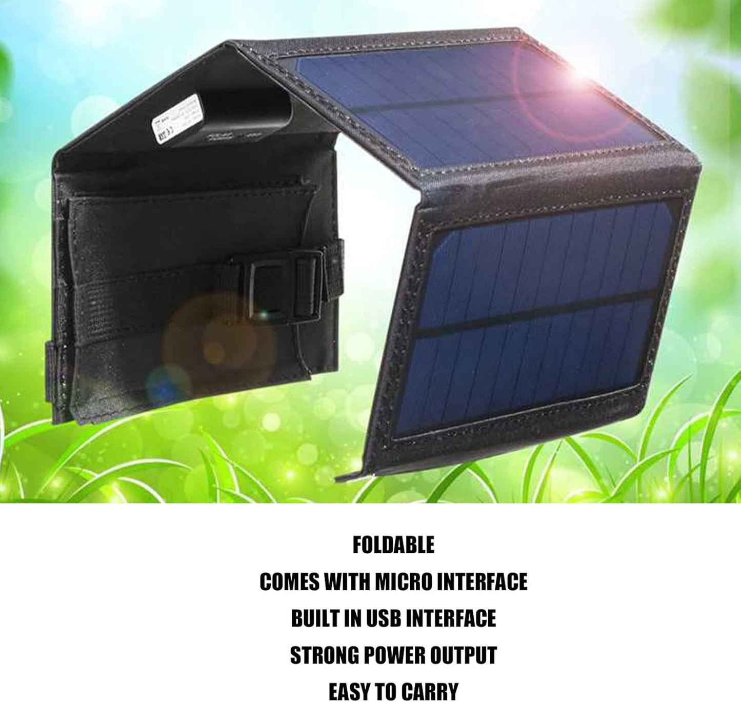 Solar Panel, Foldable Portable Strong Power Output Solar, Output Current 1200ma, for Camping, Hiking, Backpacking, Horseback Riding, Fishing(mp04b)