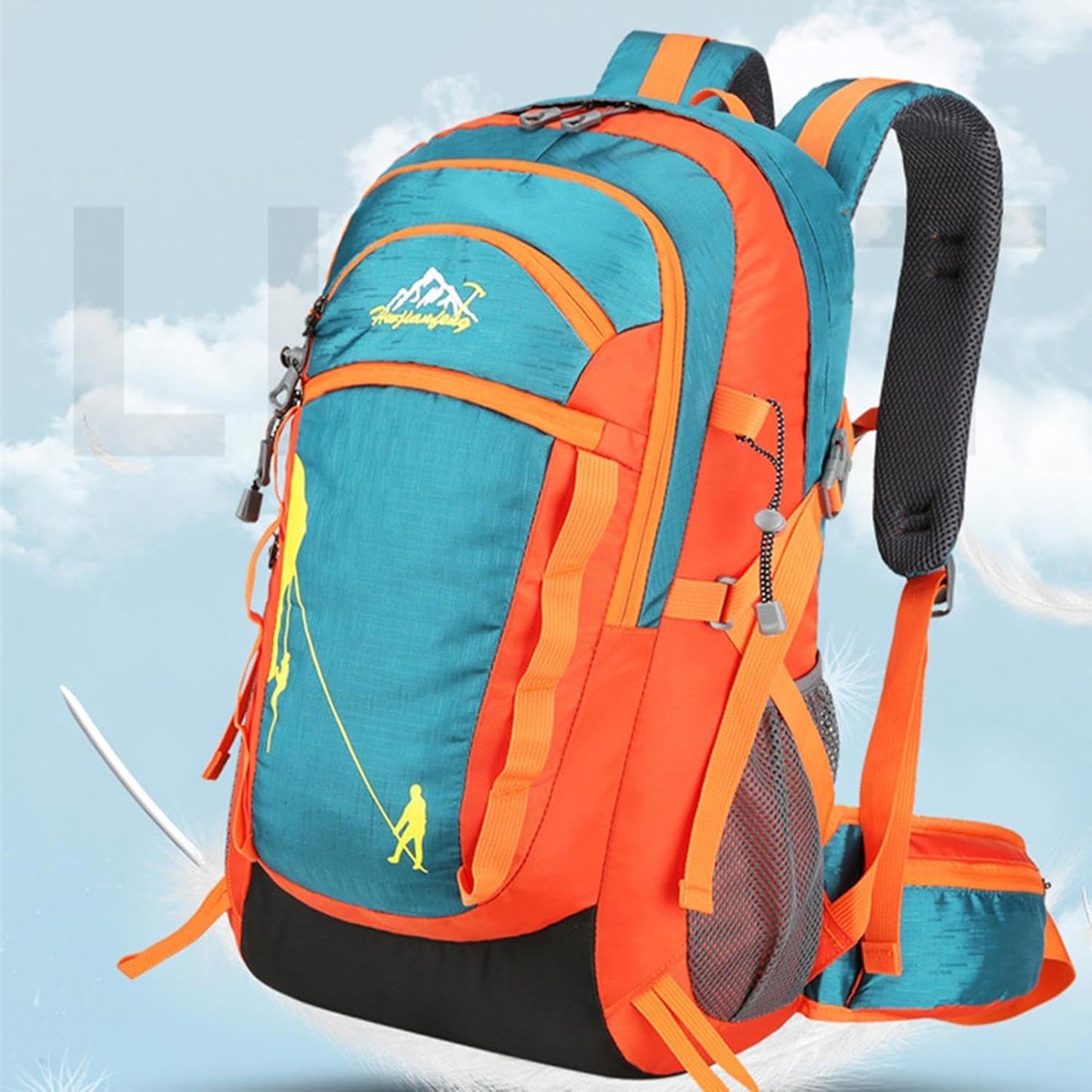 Outdoor Arrampicata Zaino, Impermeabile Campeggio Zaino, Alta Capacità Impermeabile Camping Gear Bag Outdoor Travel Sport, Arancione, Refer to description