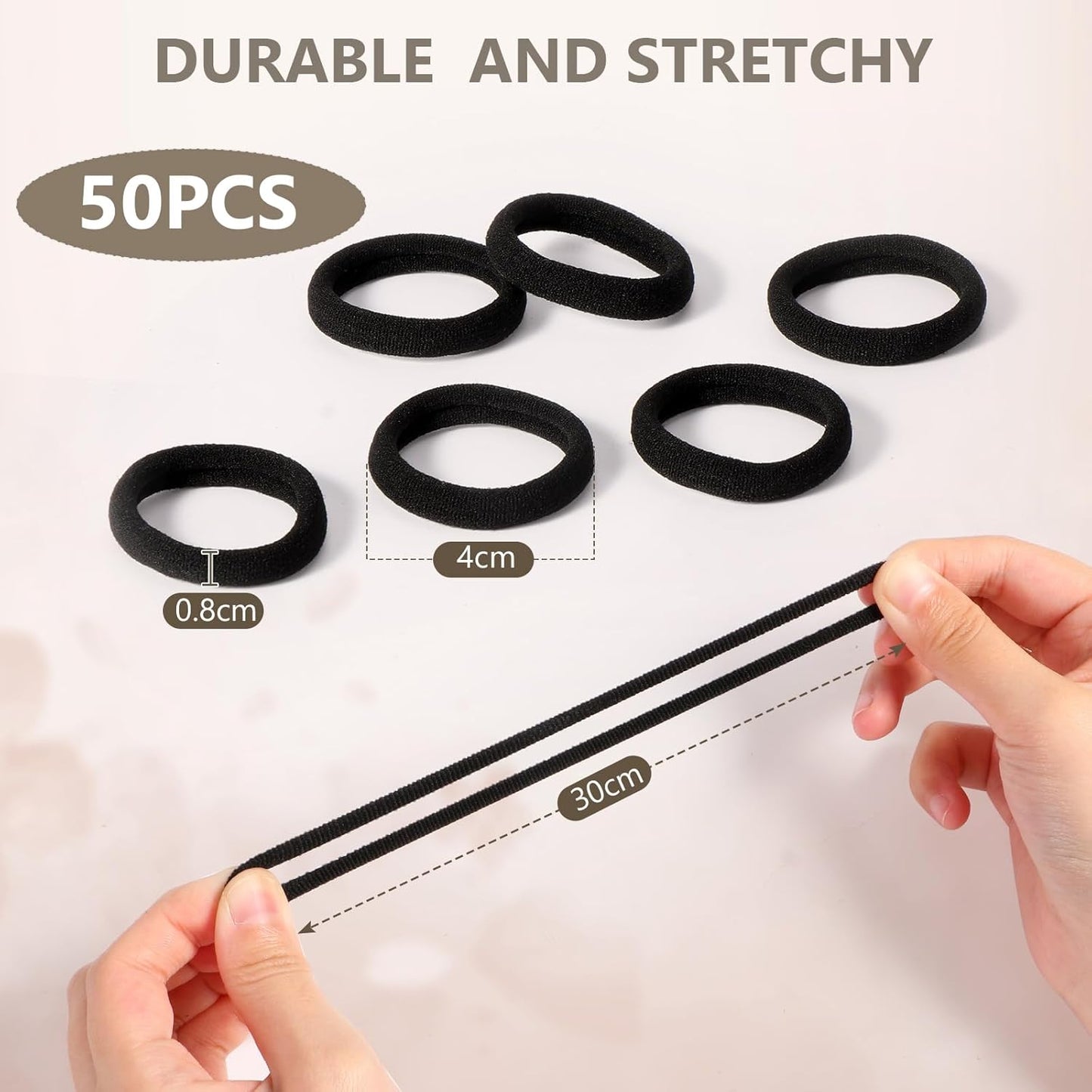 Diboniur 50 Pieces Hair Elastics and 450 Pieces Small Hair Elastics for Hair, Small Women Hair Elastics, Black Cotton Hair Bands for Women and Men