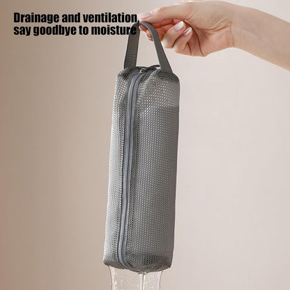 GÃ©nÃ©rique Travel Toiletry Bag, Portable Toothbrush Pouch, 9.06x2.56x2.17 inches Multi-Functional Toiletry Organizer, Compact Design, Mesh Hygiene Kit for Vacation, Gym, Hospital and Aiplane, Grey, Se