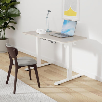 SHW 48-Inch Electric Height Adjustable Sit to Stand Desk with Hanging Hooks and Cable Management, 122 x 60 cm, Maple