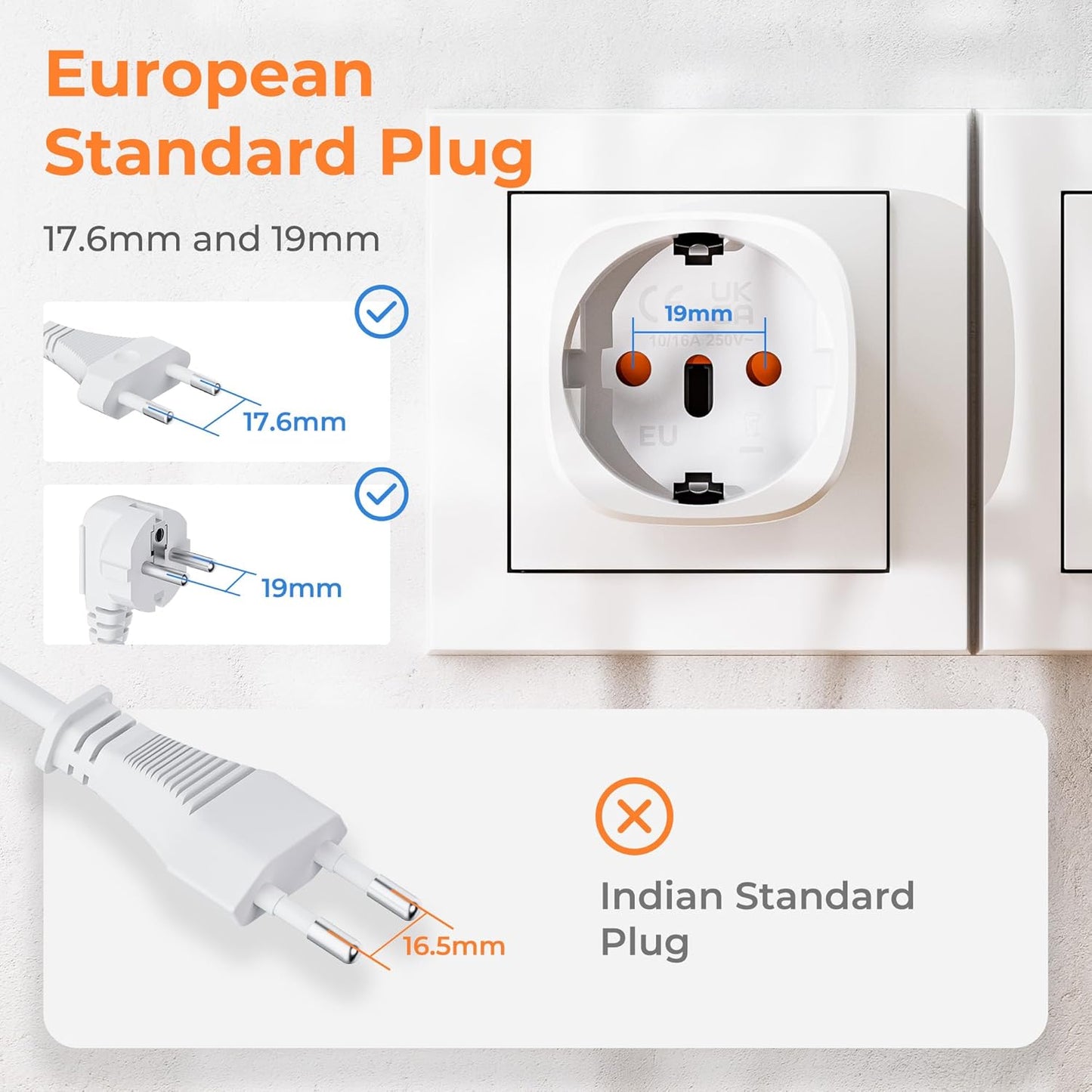 Bigfish UK Plug Adapter, UK Plug Adapter, UK Type G Adapter from EU to England, Scotland, Ireland, Dubai and Maldives
