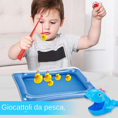 Kids Fishing Toy, Fishing Pool Games with Hand Pump, Water Play Set with Rod, Net, Floating Fish, Fun Summer Bath Game for Boys, Girls Ages 3 to 5, Indoor/Outdoor Use, Multicolour