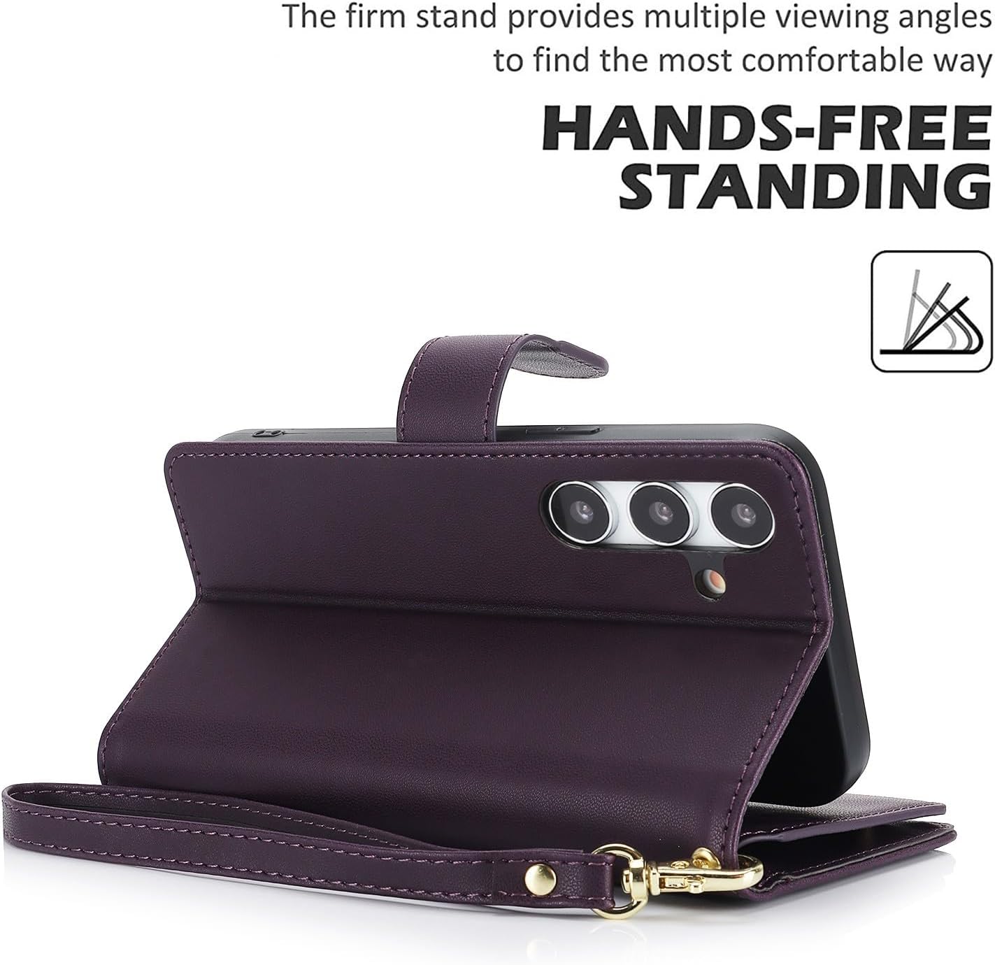 Procarcasa for Galaxy S21 Wallet Case,for Samsung Galaxy S21 5G Case [7 Card Holders][Wrist Strap] PU Leather Wallet Shockproof Stand Kickstand Magnetic Clourse Phone Cover-Dark Purple