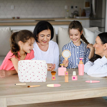 Wood Beauty Hair Salon & Makeup, Pretend Play Dress-Up Kit, Safe Educational Makeup and Hair Toy Set for Boys and Girls, Child-Friendly Design, Crafted from Smooth, Harmless Materials