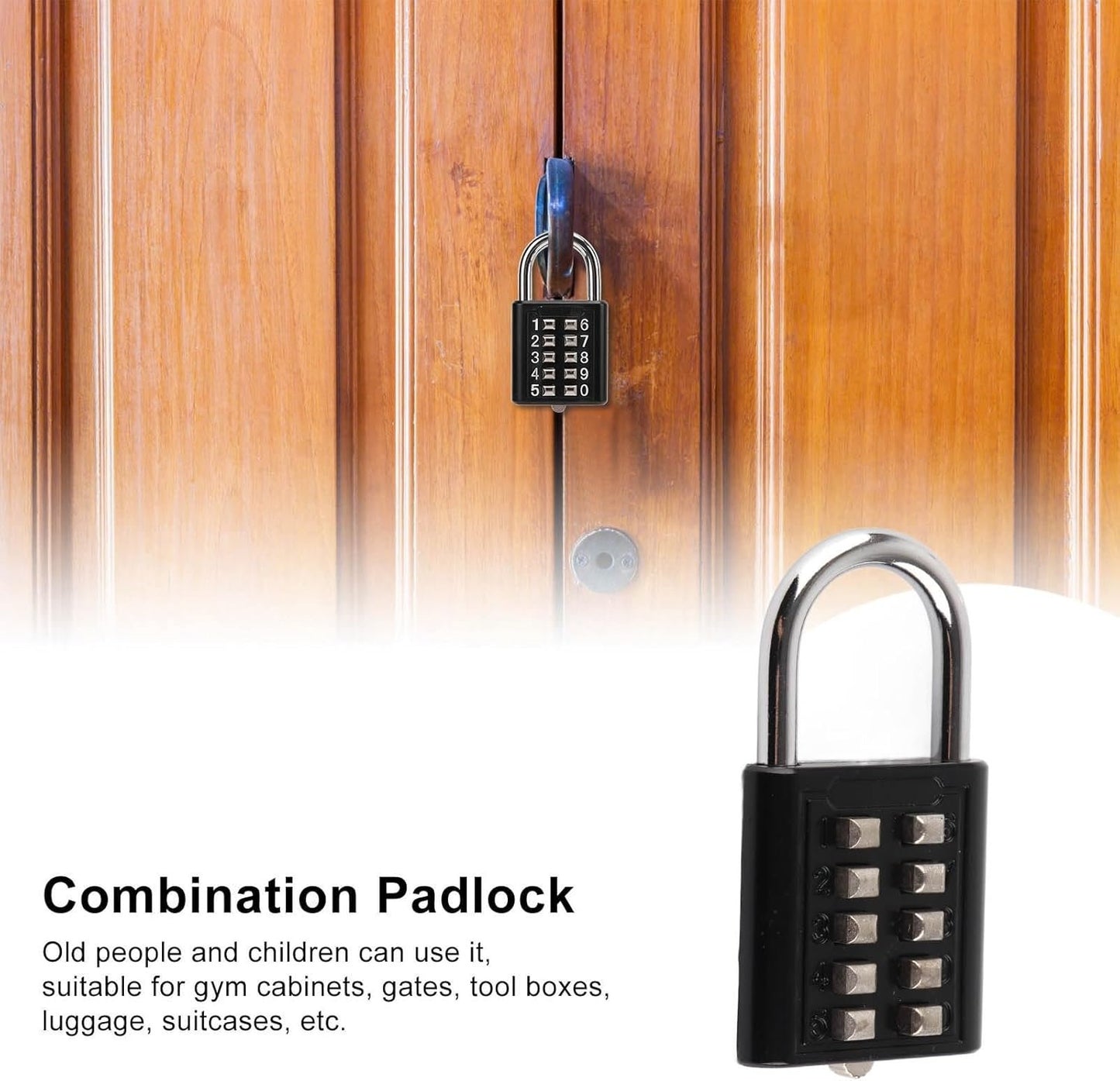 Padlock di Sicurezza a 10 Cifre per Armadietti per Palestra, Cassetta degli Attrezzi, Valigia con Progettazione di Password I-th